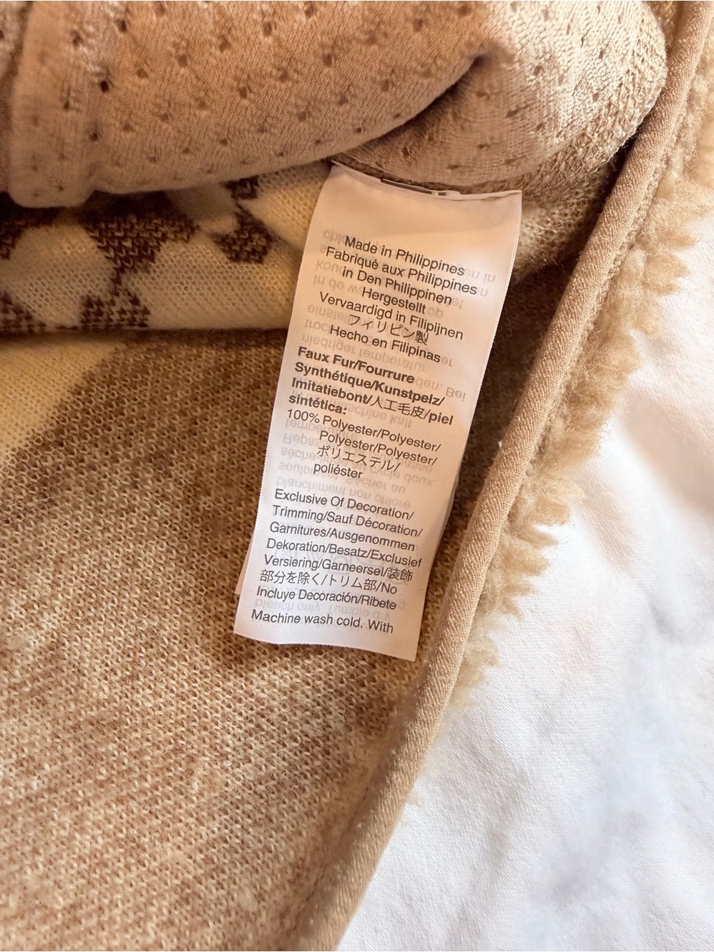 J. Crew Men’s Sherpa Zip Jacket in Cream, Tan & Brown - Picture 3 of 3